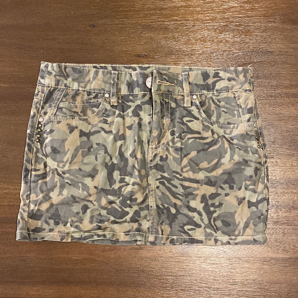 Chord Studded Camouflage Mini Skirt Size 5